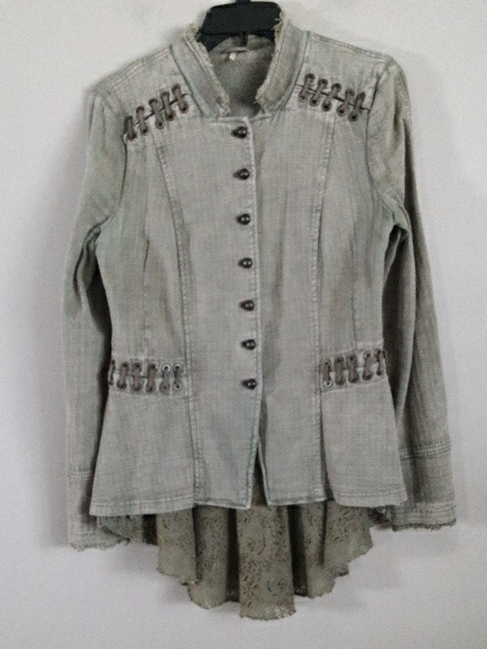 Free People Olive Military-Style Button Jacket
